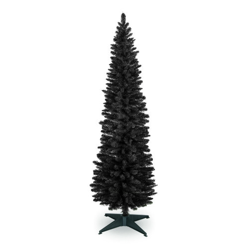 Snow Time (6ft/180cm) Christmas Tree Slim Black Pencil 4ft 5ft 6ft 7ft 8ft 2