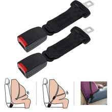(Black) 2 Pack Universal Car Seat Belt Extender Adjustable Seat Belt Extension Strap 23cm