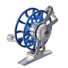 (Blue) Ice Fishing Reel Metal Right Hand Fly Fishing Reel Ice Smooth Rock Wheel Reels