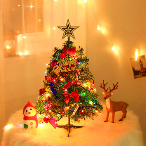 Living And Home Artificial Small Mini Christmas Tree Pre Lit Desktop Xmas Ornaments w/LED Light 2
