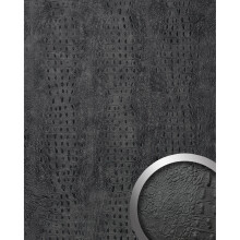 WallFace 24964 CROCO CLASSY Black Wall panel Crocodile leather anthracite 2,6 m2