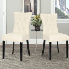 Set of 2 Modern Faux High Back Dining Chairs