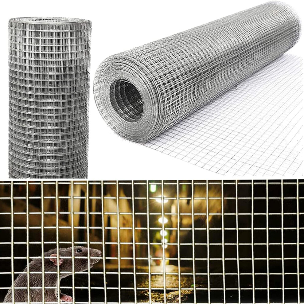 915mm x 30m Galvanised Welded Wire Mesh Roll Poultry Netting for Chicken Rabbits Run Small Animals Outdoor Garden Farm Decorative Fence