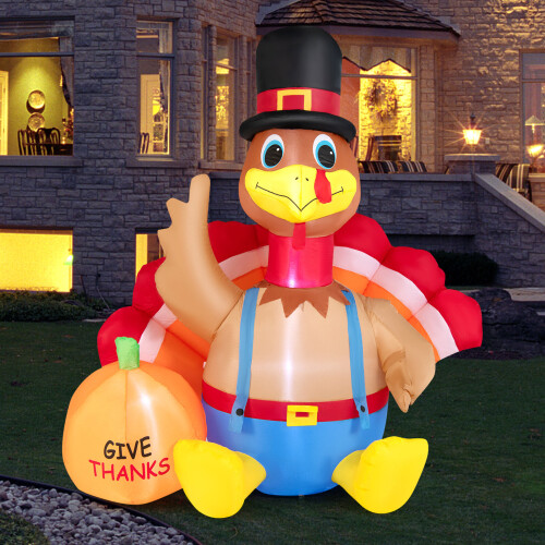 180 cm Thanksgiving Inflatable Turkey Blowup Turkey with Sandbags on OnBuy