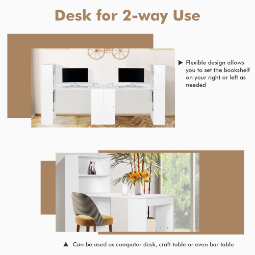 Costway 48 Inch Writing Desk Compact Computer Desk w/ 6-tier Storage Shelves 2