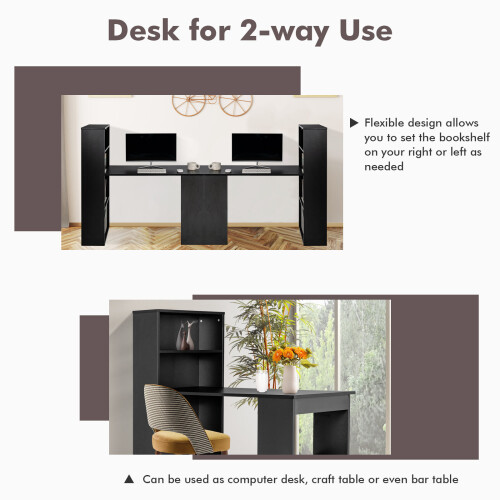 Costway Computer Desk 48inch Compact Writing Desk w/ 6-tier Storage Shelves 2