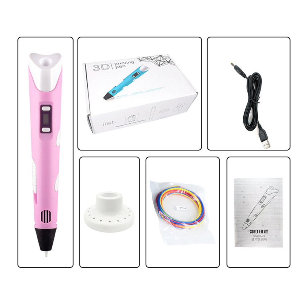 3D Printing Pen, 3D Stereoscopic Printing Pen + 36m PLA Filaments PINK