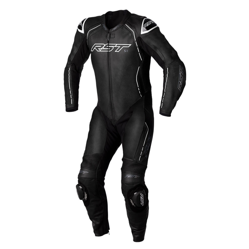 (38) RST S1 CE One Piece Leather Suit Black / Black / White-image-OPC-P9S6FXT-NEW