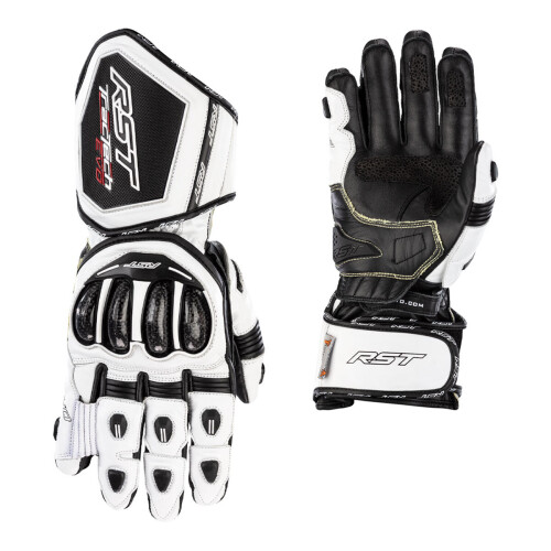 (11 (XL)) RST Tractech Evo 4 CE Leather Gloves White / White / Black