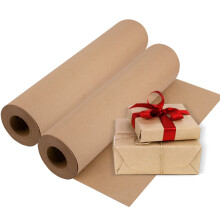 (44.5cmX30.5m, 2ROLLS) Time to Sparkle Plain Parcel Paper Roll Brown Kraft Paper Recyclable for Gift Wrapping Presents Parcel Packing Shipping Christmas Arts Crafts Postal