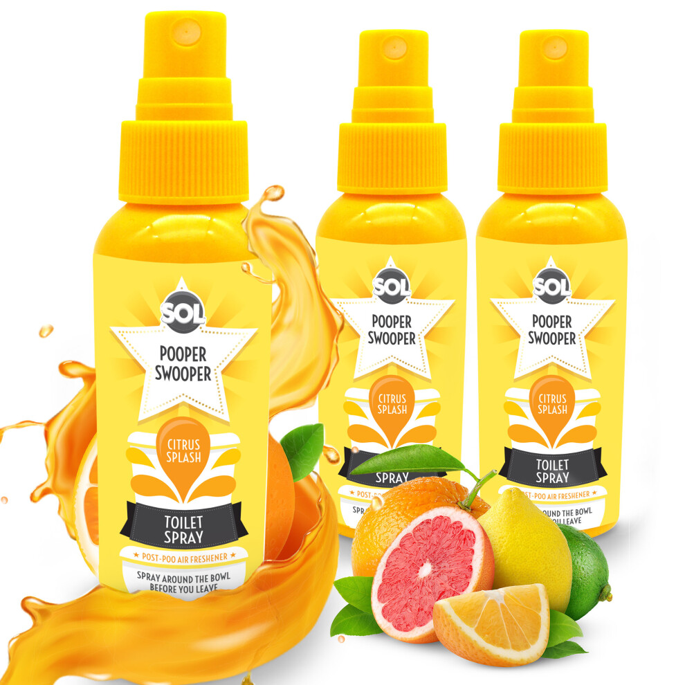 (CITRUS) 3 x 60ml Pooper Star Toilet Spray Air Freshener