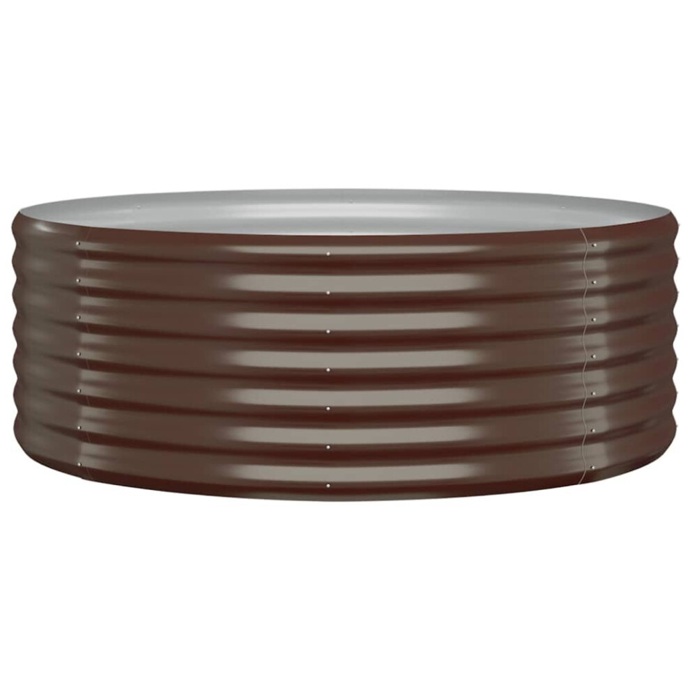 Vidaxl (Brown, 100 X 100 X 36 Cm) Garden Planter Patio Flower Pot Raised Garden Bed Powder-Coated Steel