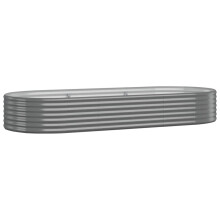 (grey, 249 x 100 x 36 cm) vidaXL Garden Planter Patio Flower Pot Raised Garden Bed Powder-coated Steel