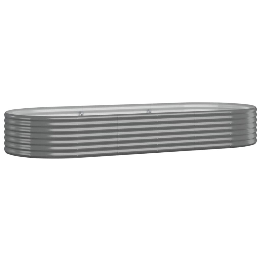 Vidaxl (Grey, 249 X 100 X 36 Cm) Garden Planter Patio Flower Pot Raised Garden Bed Powder-Coated Steel