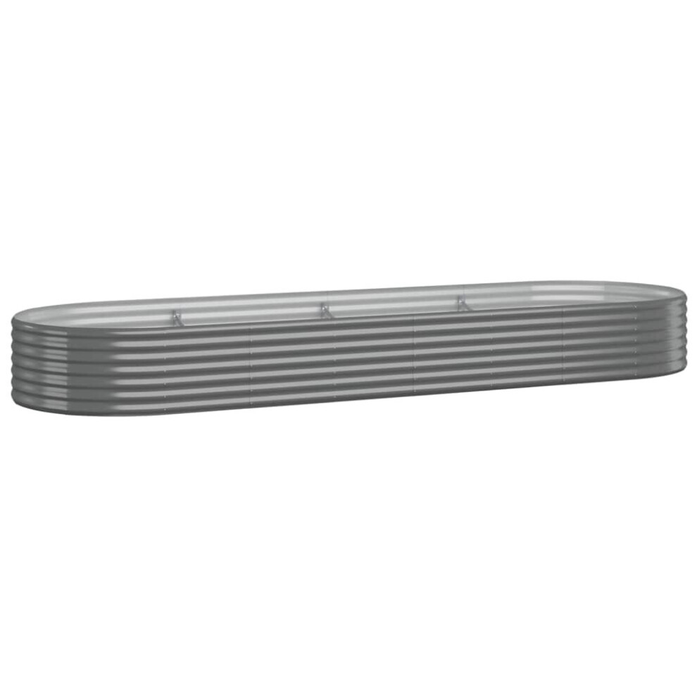 Vidaxl (Grey, 322 X 100 X 36 Cm) Garden Planter Patio Flower Pot Raised Garden Bed Powder-Coated Steel