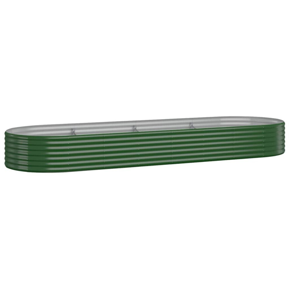 Vidaxl (, 322 X 100 X 36 Cm) Garden Planter Patio Flower Pot Raised Garden Bed Powder-Coated Steel Green