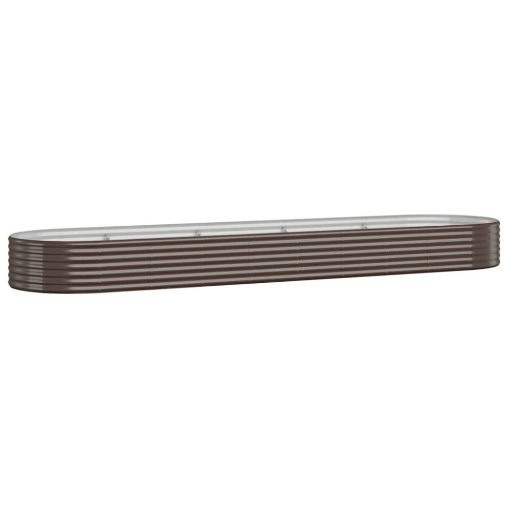 Vidaxl (Brown, 396 X 100 X 36 Cm) Garden Planter Patio Flower Pot Raised Garden Bed Powder-Coated Steel