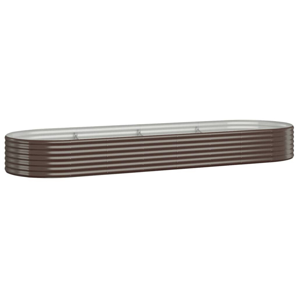 Vidaxl (, 322 X 100 X 36 Cm) Garden Planter Patio Flower Pot Raised Garden Bed Powder-Coated Steel Brown