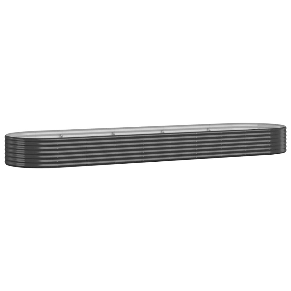 Vidaxl (, 396 X 100 X 36 Cm) Garden Planter Patio Flower Pot Raised Garden Bed Powder-Coated Steel Anthracite