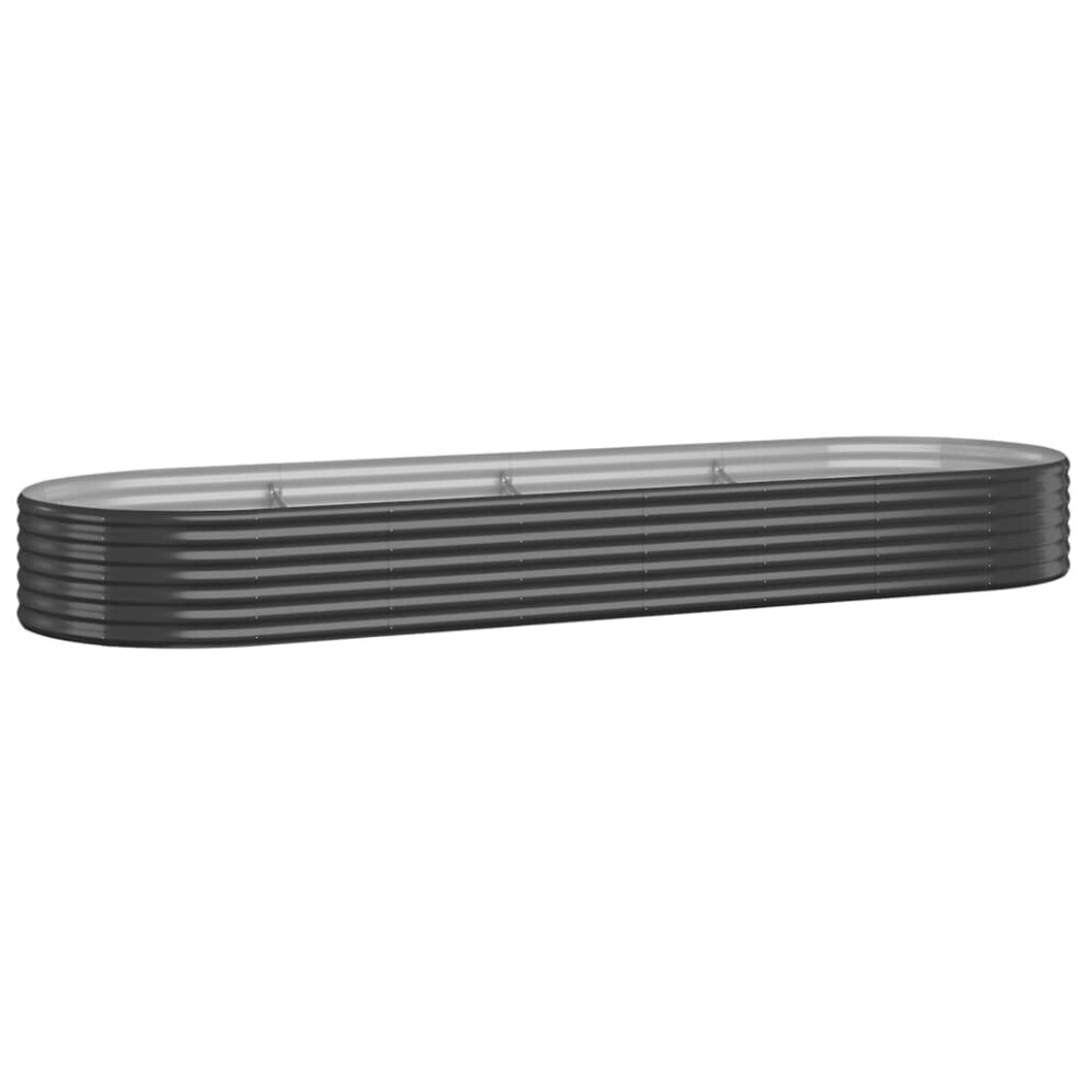 Vidaxl (, 322 X 100 X 36 Cm) Garden Planter Patio Flower Pot Raised Garden Bed Powder-Coated Steel Anthracite