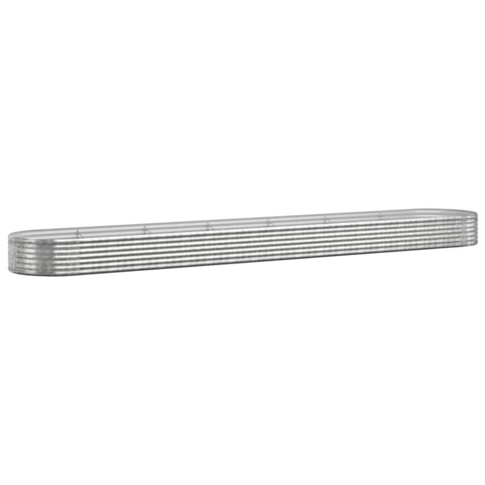 Vidaxl (, 544 X 100 X 36 Cm) Garden Planter Patio Flower Pot Raised Garden Bed Powder-Coated Steel Silver