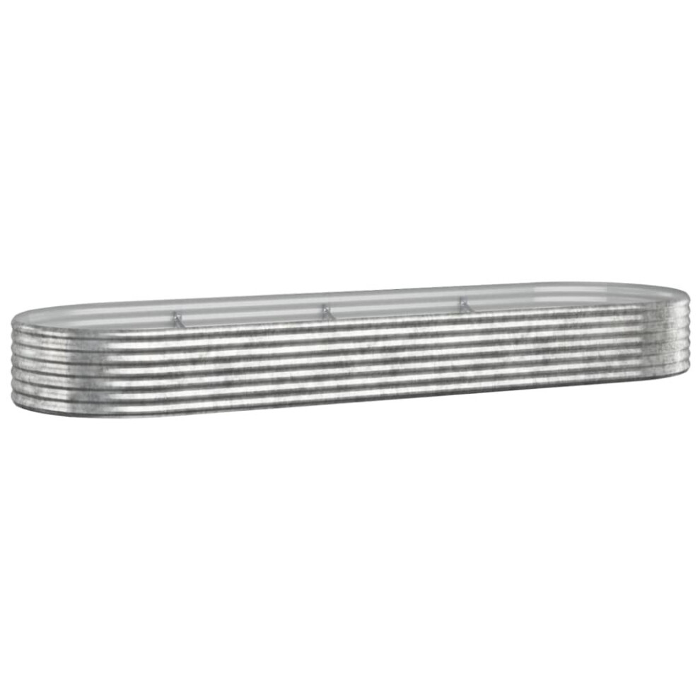 Vidaxl (, 322 X 100 X 36 Cm) Garden Planter Patio Flower Pot Raised Garden Bed Powder-Coated Steel Silver