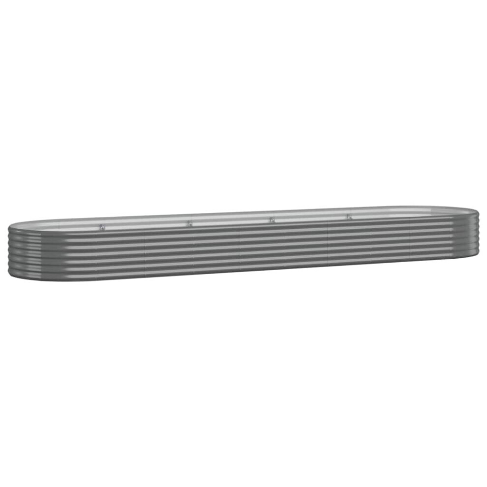 Vidaxl (Grey, 396 X 100 X 36 Cm) Garden Planter Patio Flower Pot Raised Garden Bed Powder-Coated Steel