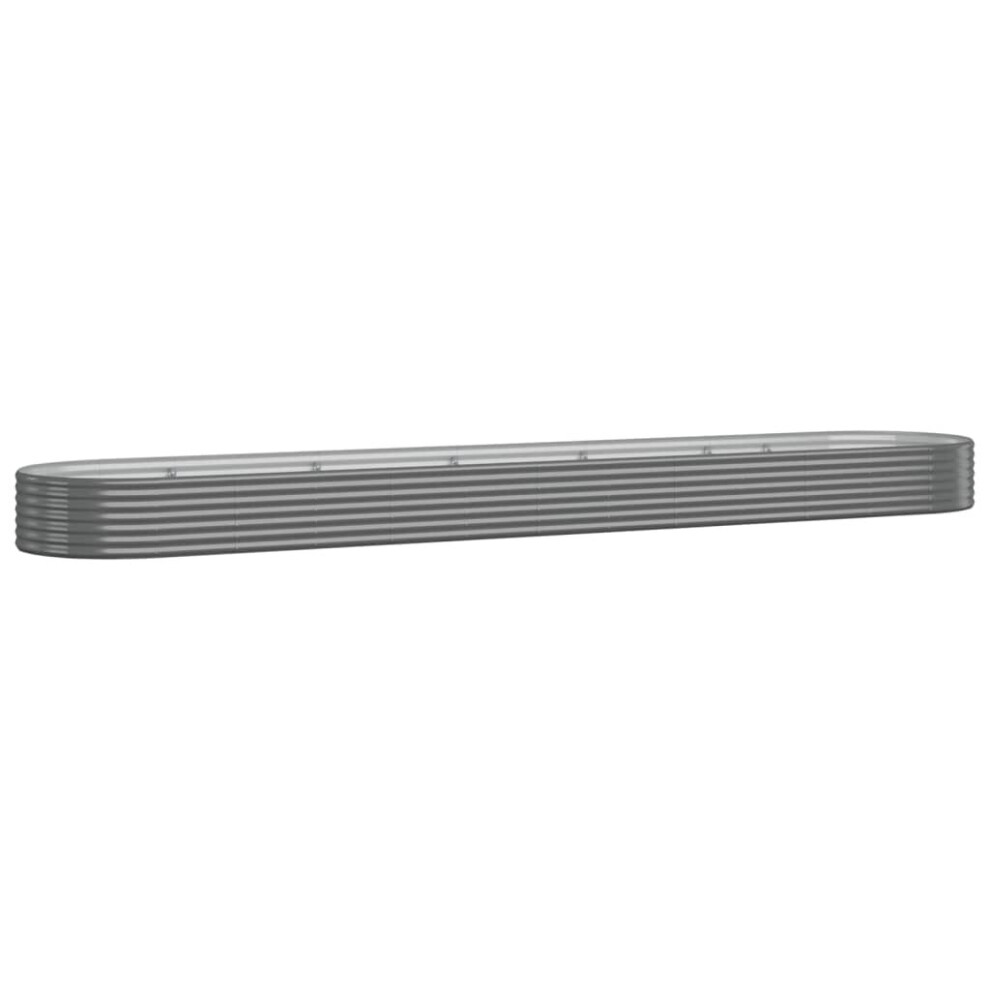 Vidaxl (Grey, 507 X 100 X 36 Cm) Garden Planter Patio Flower Pot Raised Garden Bed Powder-Coated Steel