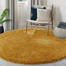 (Yellow) Thick Shaggy Round Rugs Large Living Room Bedroom Carpet Fluffy Circle Rug