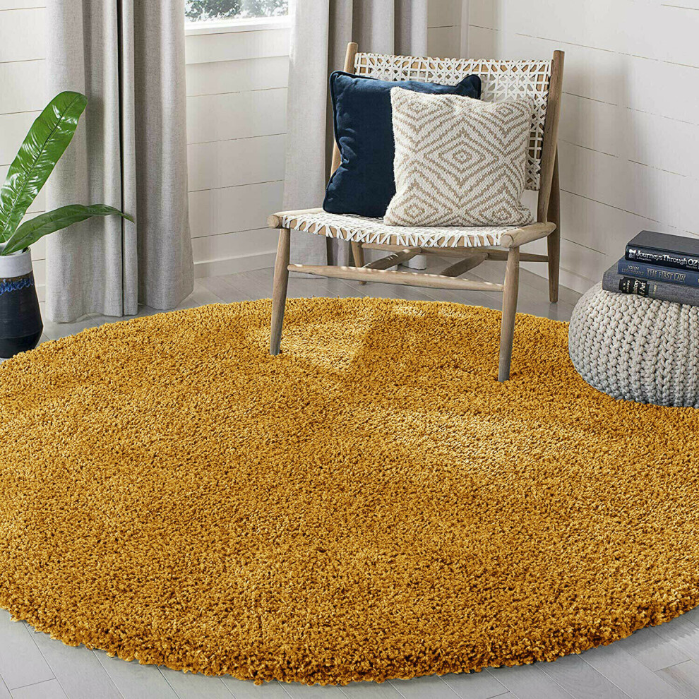 Superior Household Limited (Yellow) Thick Shaggy Round Rugs Large Living Room Bedroom Carpet Fluffy Circle Rug Yellow