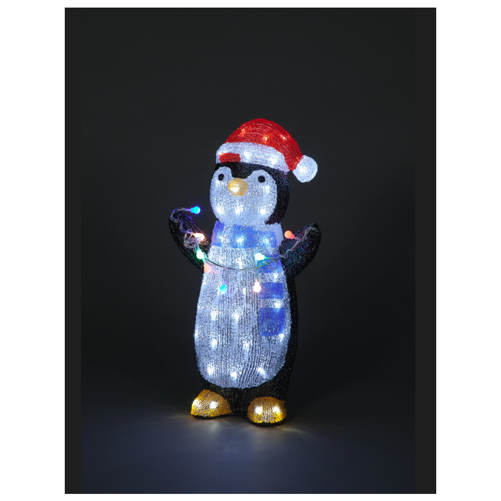 Acrylic Penguin Christmas Decoration Holding Lights 70 LED 51cm RS05931