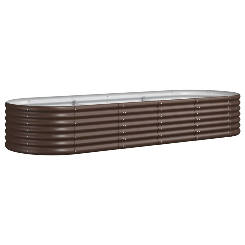 Vidaxl (, 224 X 80 X 36 Cm) Garden Planter Patio Flower Pot Raised Garden Bed Powder-Coated Steel Brown