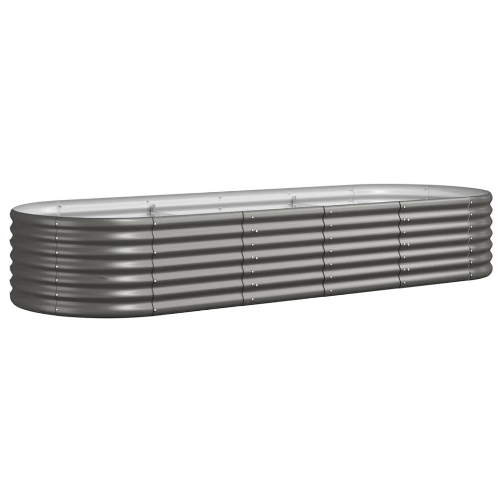 Vidaxl (, 224 X 80 X 36 Cm) Garden Planter Patio Flower Pot Raised Garden Bed Powder-Coated Steel Grey