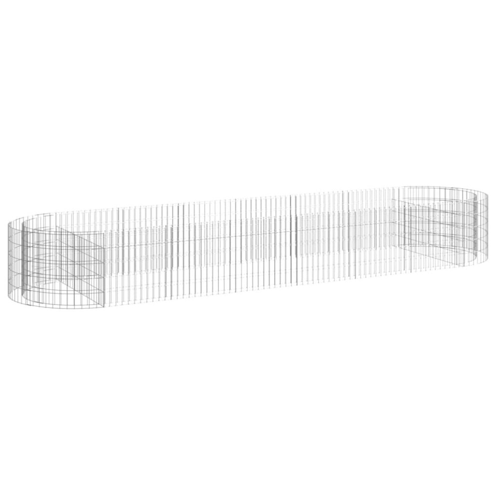 Vidaxl (400 X 100 X 50 Cm) Gabion Raised Bed Galvanised Iron Gabion Basket Flower Bed Multi Sizes