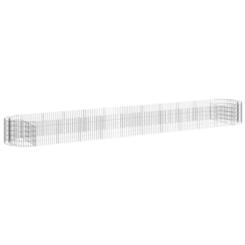 Vidaxl (600 X 100 X 50 Cm) Gabion Raised Bed Galvanised Iron Gabion Basket Flower Bed Multi Sizes