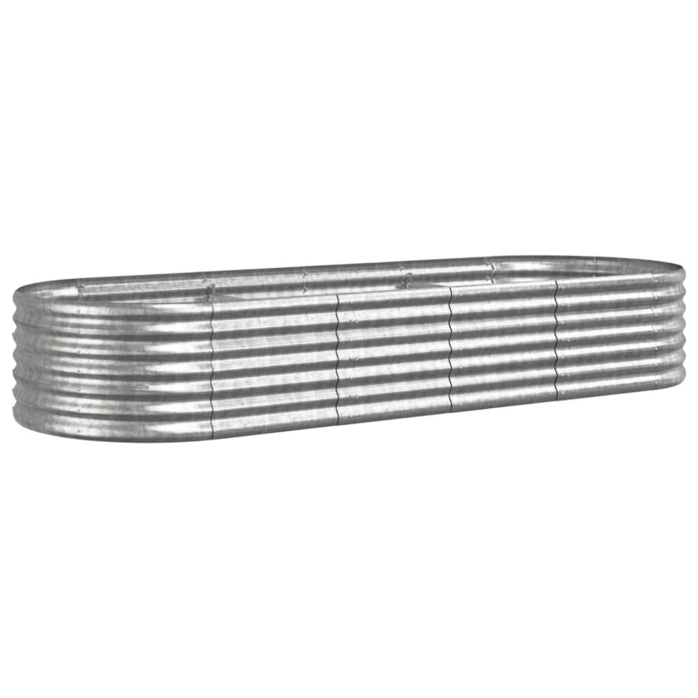 Vidaxl (Silver, 224 X 80 X 36 Cm) Garden Planter Patio Flower Pot Raised Garden Bed Powder-Coated Steel