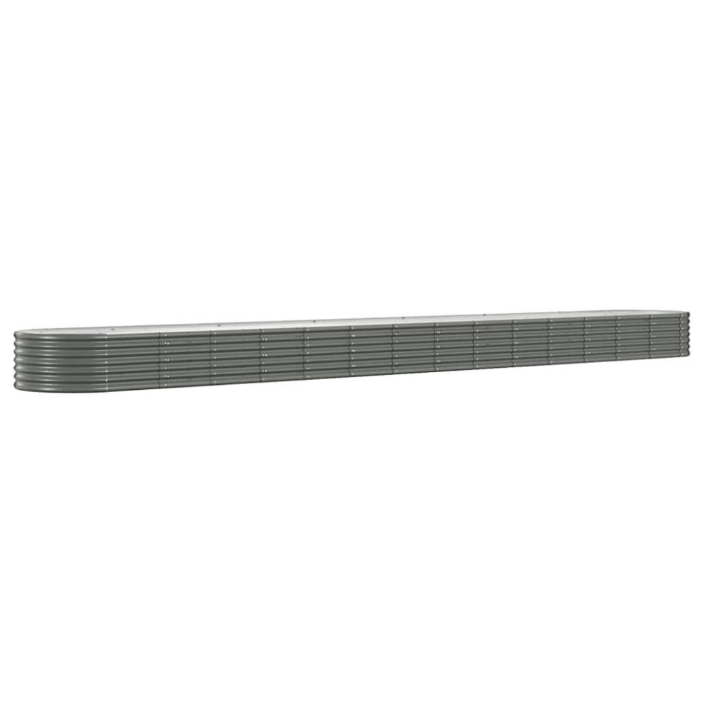 Vidaxl (Grey, 620 X 80 X 36 Cm) Garden Planter Patio Flower Pot Raised Garden Bed Powder-Coated Steel