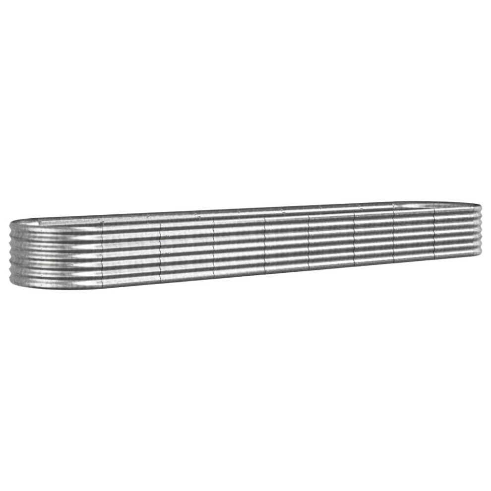 Vidaxl (, 368 X 80 X 36 Cm) Garden Planter Patio Flower Pot Raised Garden Bed Powder-Coated Steel Silver