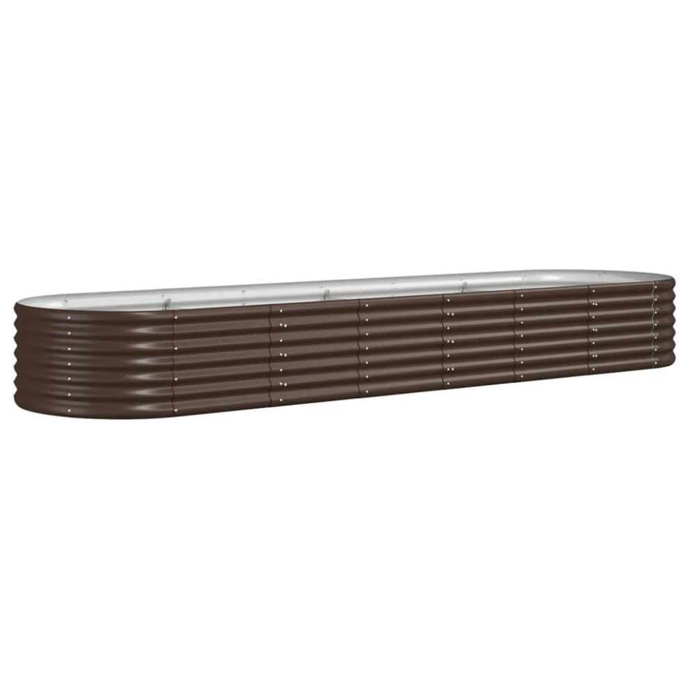 Vidaxl (, 296 X 80 X 36 Cm) Garden Planter Patio Flower Pot Raised Garden Bed Powder-Coated Steel Brown