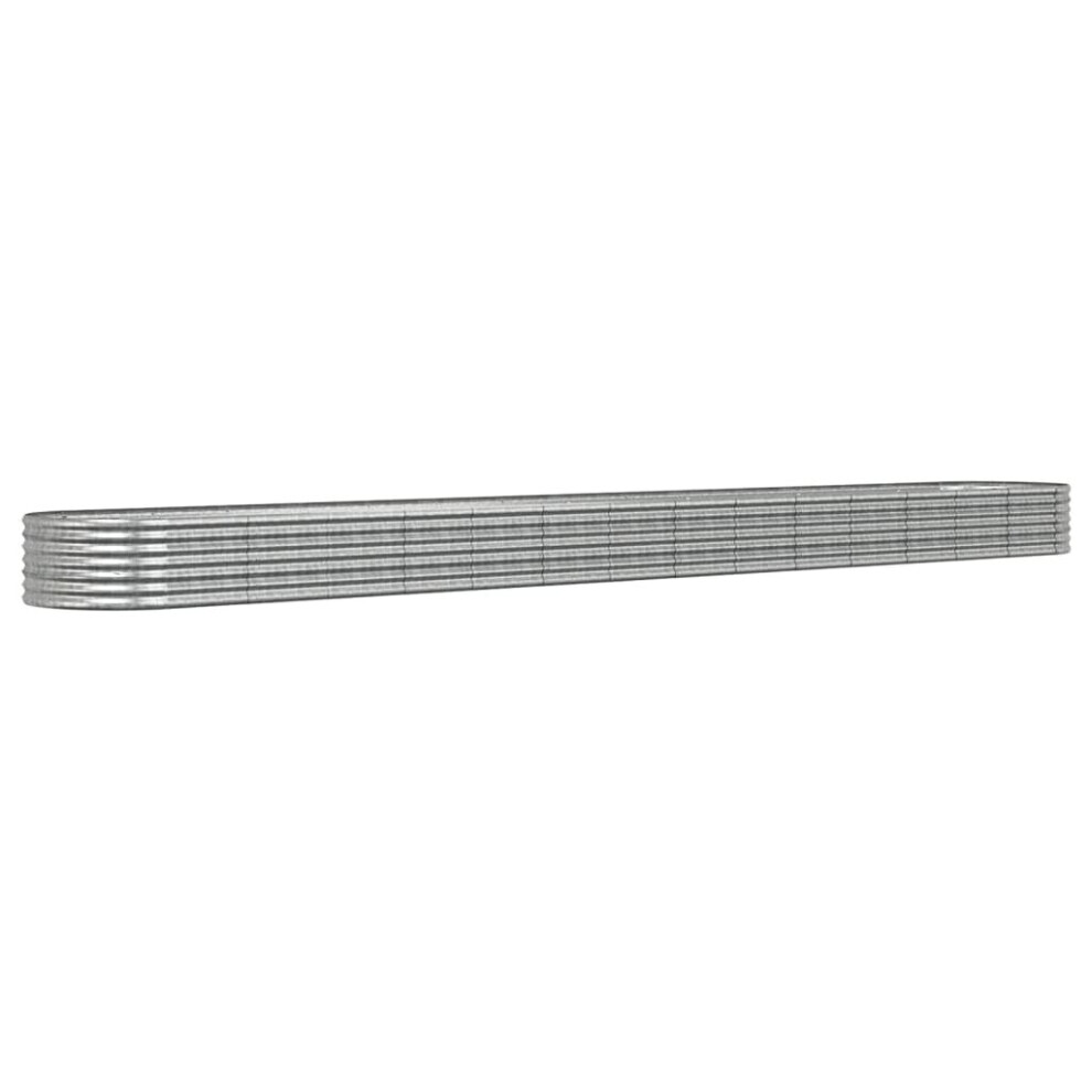 Vidaxl (Silver, 620 X 80 X 36 Cm) Garden Planter Patio Flower Pot Raised Garden Bed Powder-Coated Steel