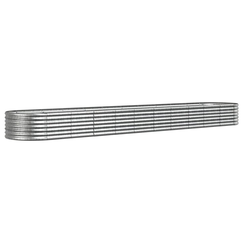 Vidaxl (Silver, 440 X 80 X 36 Cm) Garden Planter Patio Flower Pot Raised Garden Bed Powder-Coated Steel