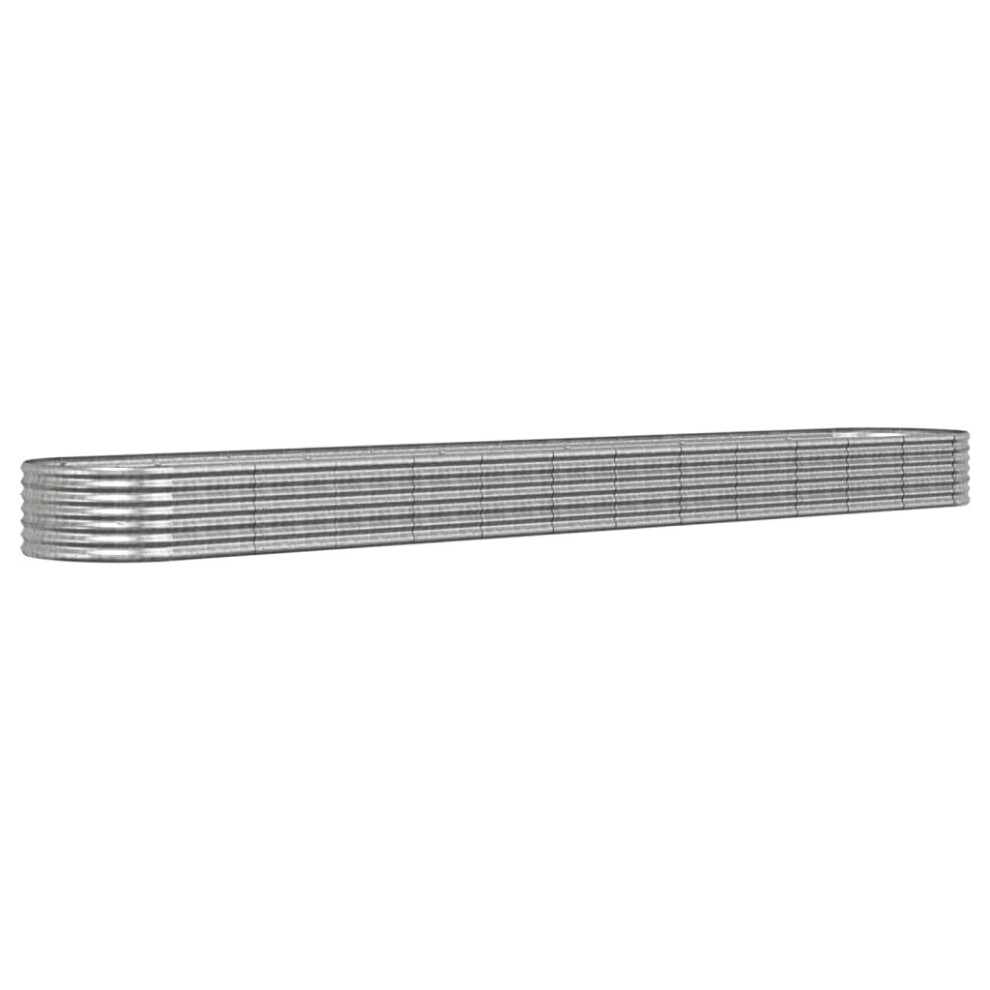 Vidaxl (, 512 X 80 X 36 Cm) Garden Planter Patio Flower Pot Raised Garden Bed Powder-Coated Steel Silver