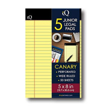 Bloc de Notas Legal iScholar Canary, 5 Paquetes (95805)