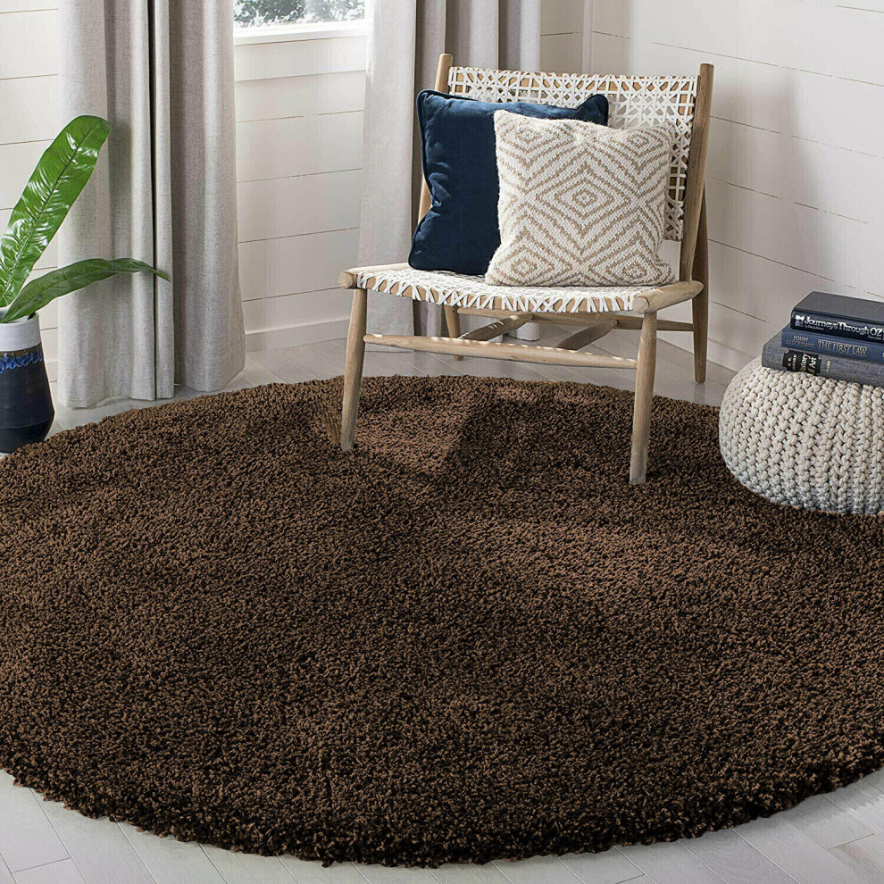 Superior Household Limited (Coffee) Thick Shaggy Round Rugs Large Living Room Bedroom Carpet Fluffy Circle Rug Black