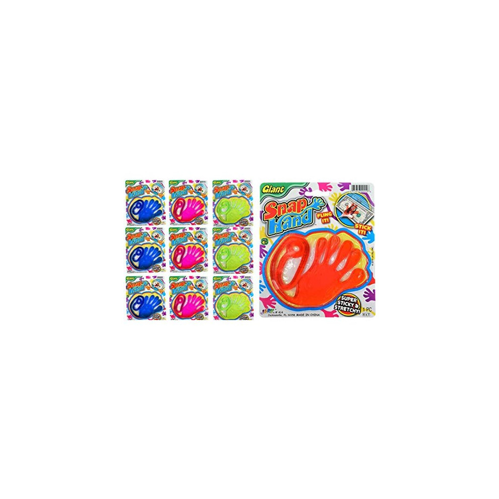 JA-RU Jumbo Giant Sticky Hand Stretchy Snap Toys (Pack of 8) Great Sticky Hands Party Favors Birthday Toy Supplies for Kids, Pinata Filler, Bulk