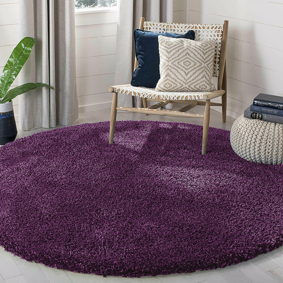 Superior Household Limited (Purple) Thick Shaggy Round Rugs Large Living Room Bedroom Carpet Fluffy Circle Rug Purple