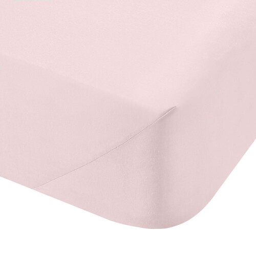 (Blush, Single) Bianca 100% Cotton Percale 200 Thread Count Extra Deep Fitted Sheet