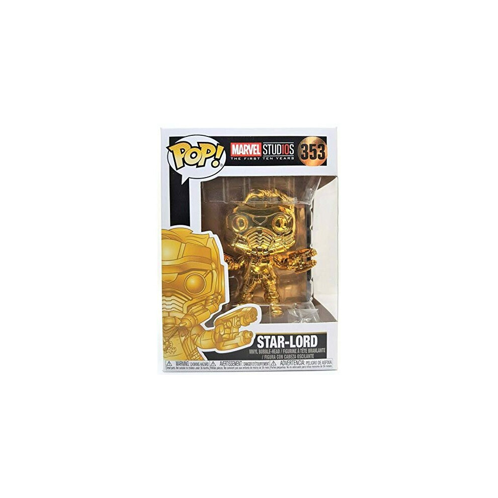 Funko Pop Movies : Les Gardiens de la Galaxie - Figurine de collection Star-Lord Gold Chrome, multicolore