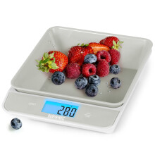 Duronic KS100 /GY Digital Kitchen Scales, 1.2L Weighing Bowl, 5kg Capacity, LCD Backlit Display, Add & Weigh Tare Function, 1g Precision (Grey/White)