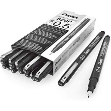 Pentel Arts Pointliner -piirustuskyn    0,5 mm, musta muste, 12 kpl pakkaus (S20P-5A) 0,5 mm